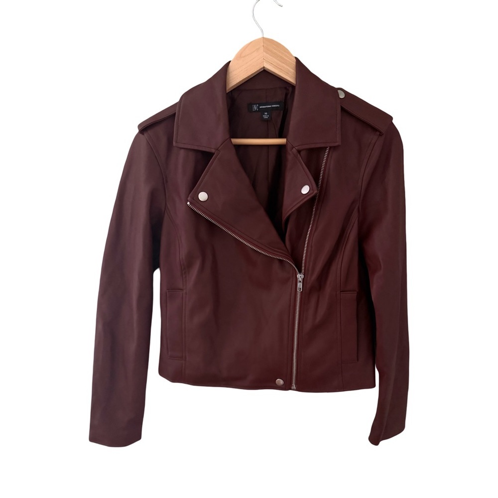 INC International Concepts Faux Leather Moto Jacket NWT Size XS - Picture 2 of 9